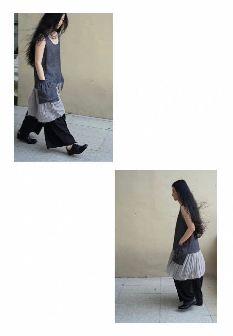 <Another i.> Ramie Sleeveless Dress with Scarf