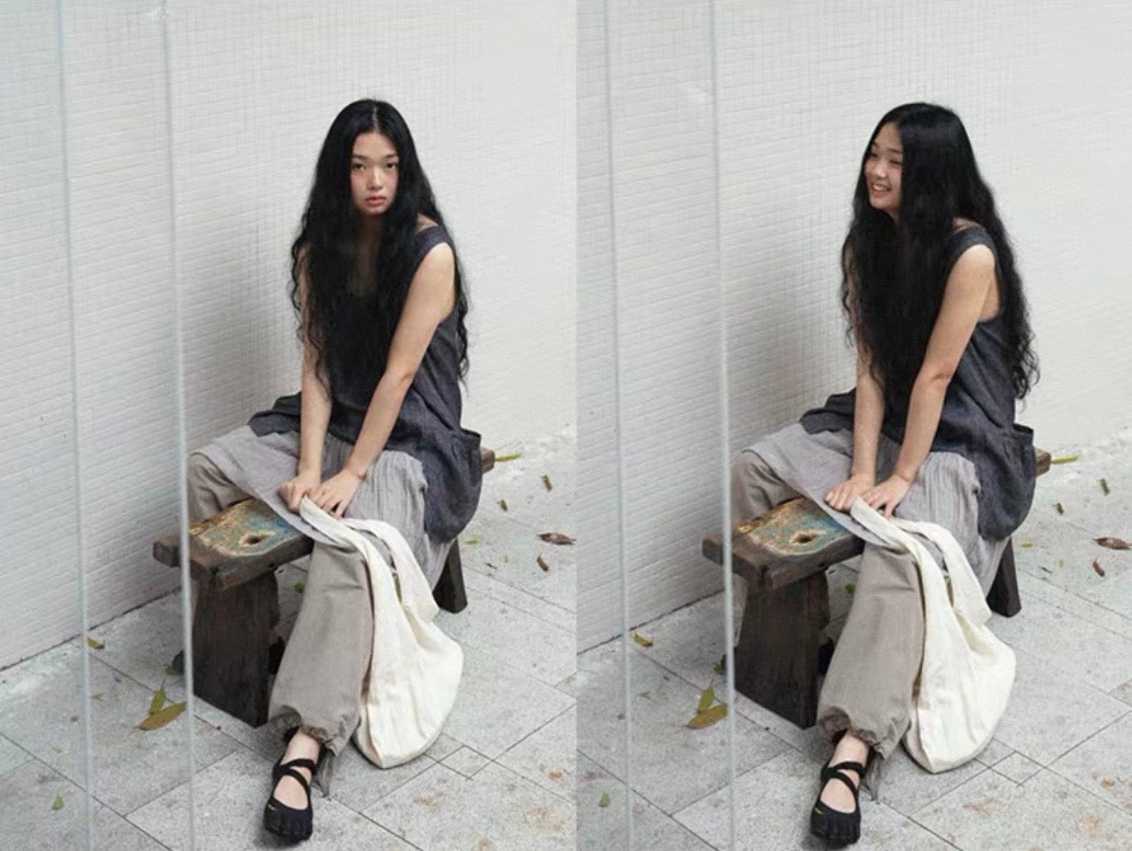 <Another i.> Ramie Sleeveless Dress with Scarf