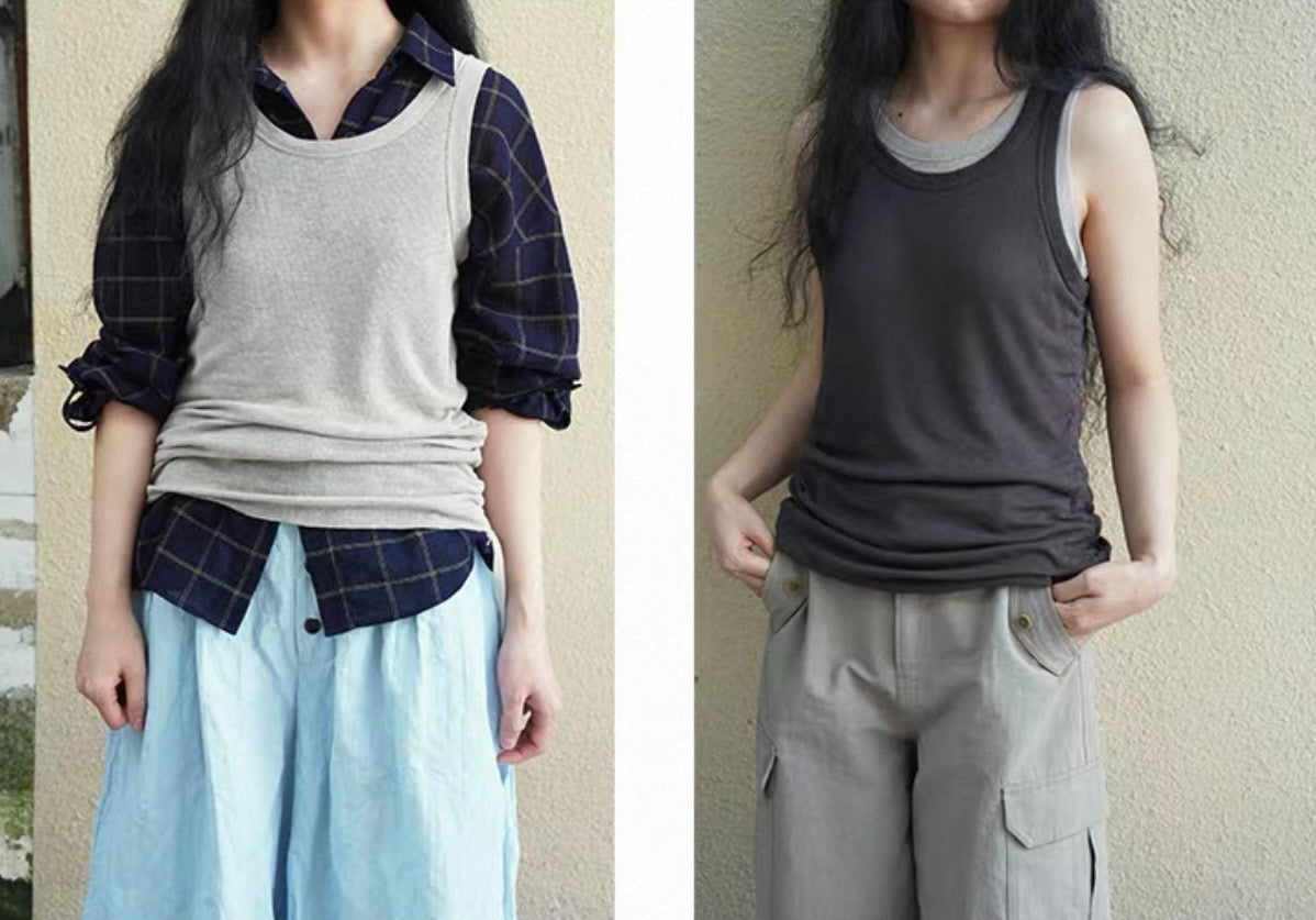 <Another i.> Drawstring Waist Tank Top