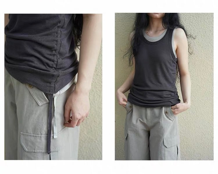 <Another i.> Drawstring Waist Tank Top