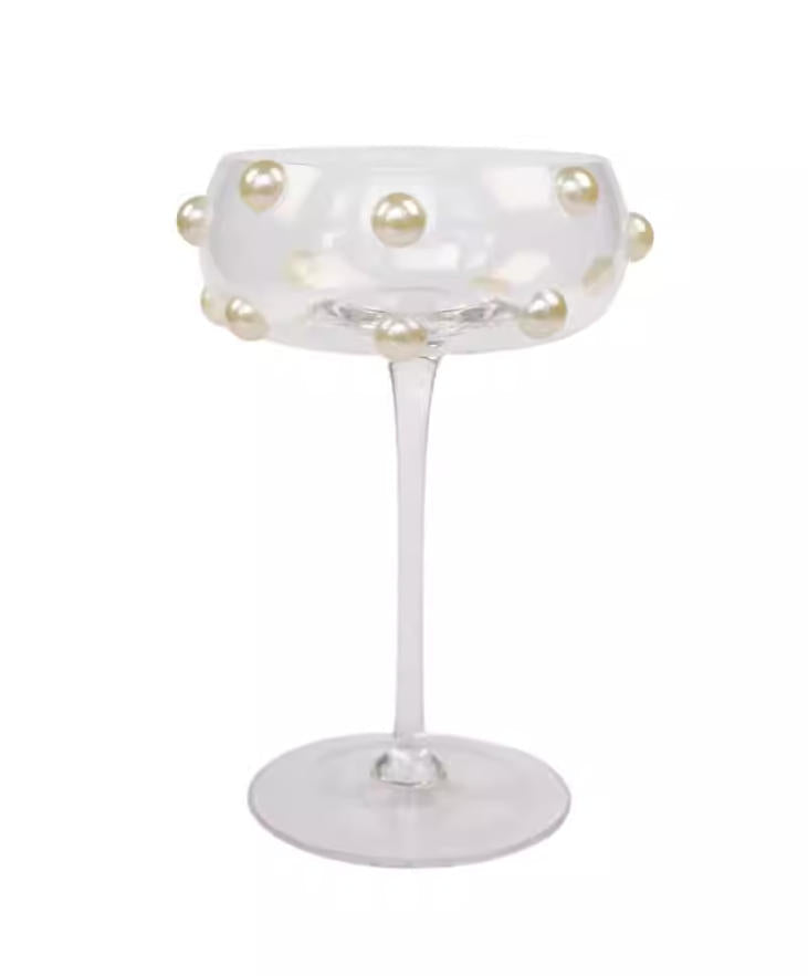 【IN Chaos】パール貼り付け高脚グラス